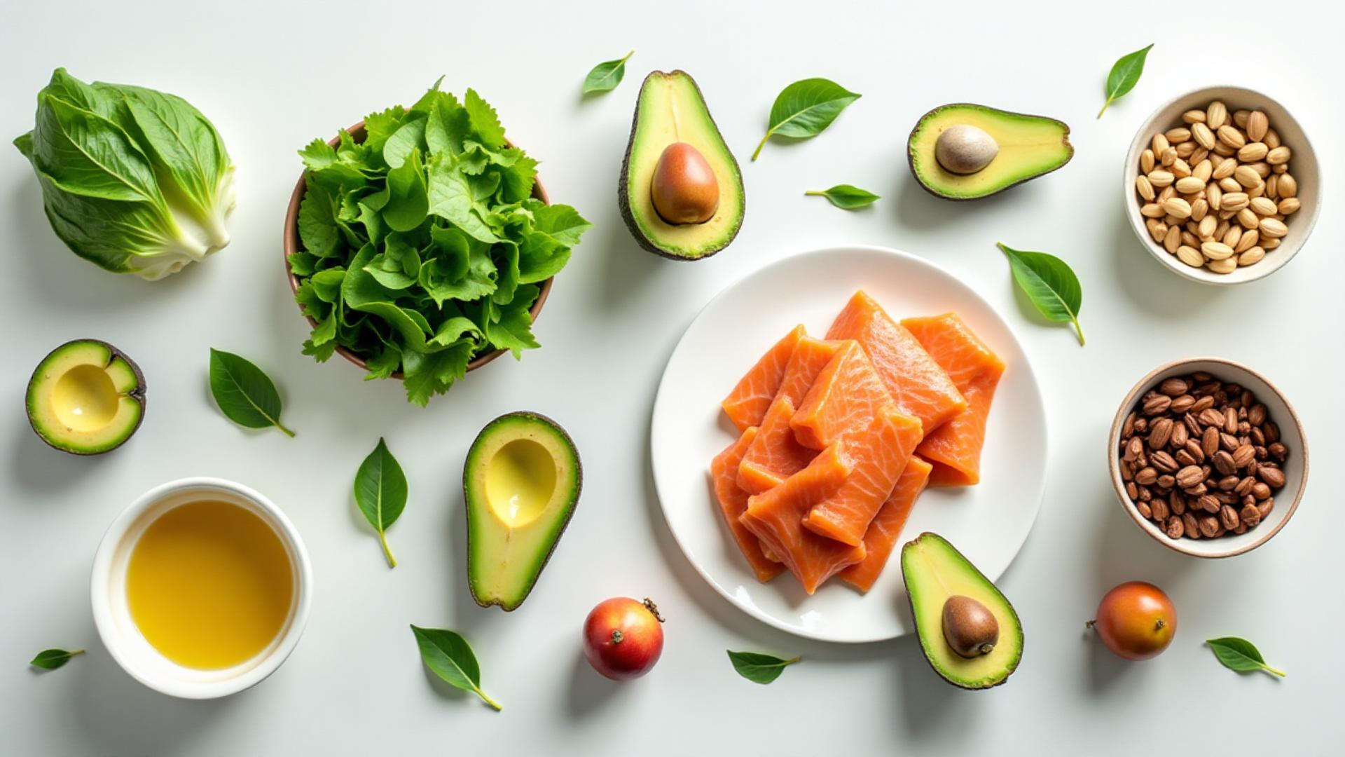 Fresh keto ingredients beautifully arranged - representing effortless keto meal planning